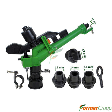Aspersor Riego Largo Alcance 360° 1.5" Verde