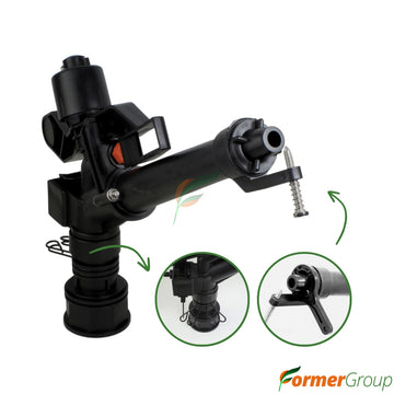 Aspersor Riego Largo Alcance 360° 1.5" Negro